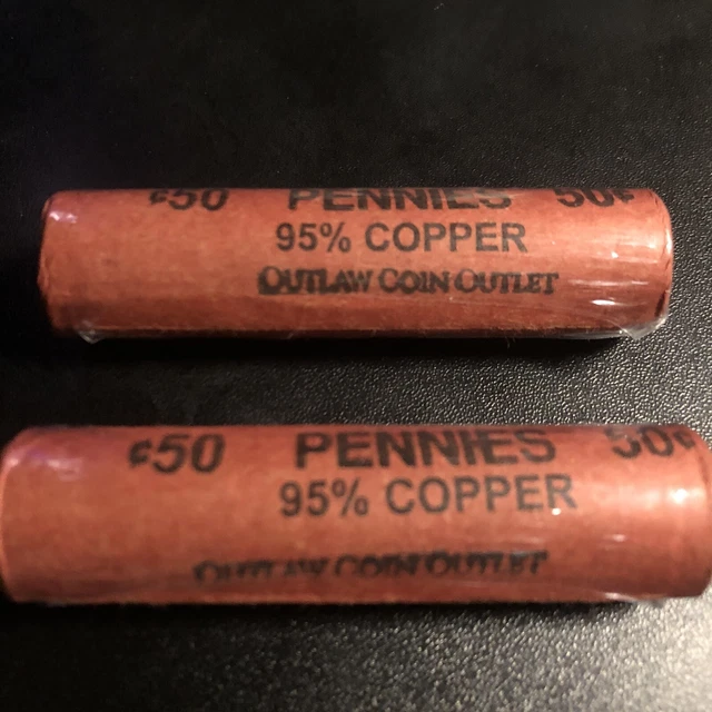 Sealed Penny Roll Bulk Bullion 95% Copper US Cents Pre 1982 Lincoln Cent