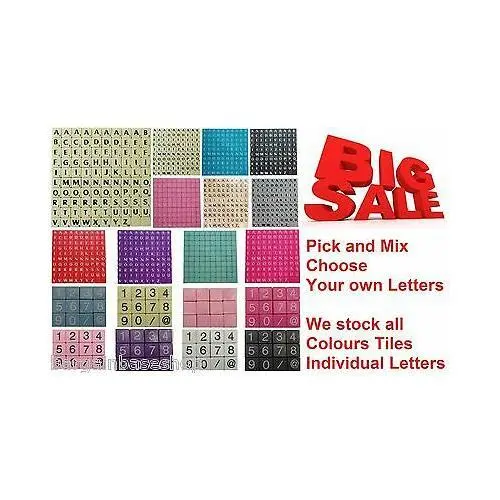 PICK & MIX PLASTIC COLOURED/WOOD SCRABBLE TILES LETTERS NUMBERS / @ from 1-1000