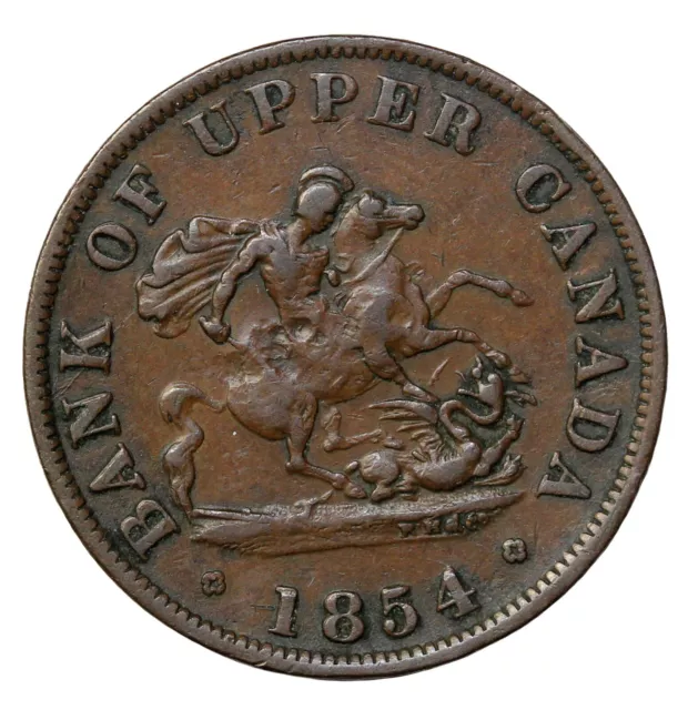 1854 Bank Of Canada Halfpenny Token Saint George And The Dragon Breton-720