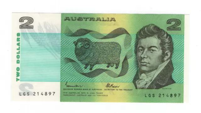 1985 (AUNC) AUSTRALIA $2 TWO DOLLAR NOTE - GREAT (AUNC) NOTE - Johnston/Fraser