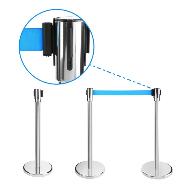 AREBOS 2x  Postes Separadores con Cinta Retráctil Extensible Poste Separador 2