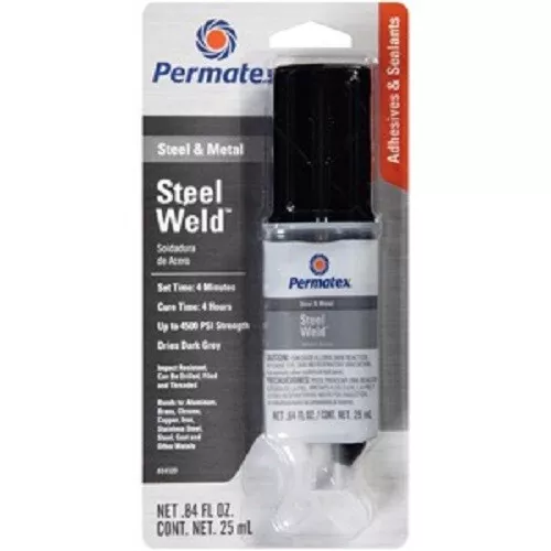 Permatex For Steel Weld Epoxy 0.84 fl. oz Dual Syringe Versatile Dark Grey 84109
