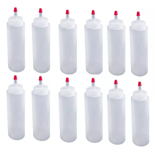 12 Bottiglie da 16 Once nel Plastica per Condimenti da Spremere con Tappo u1239