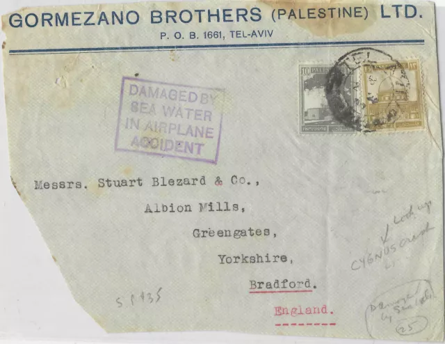 British Mandate Of Palestine  Damaged By Sea Water In Airplane (24-03 #415)