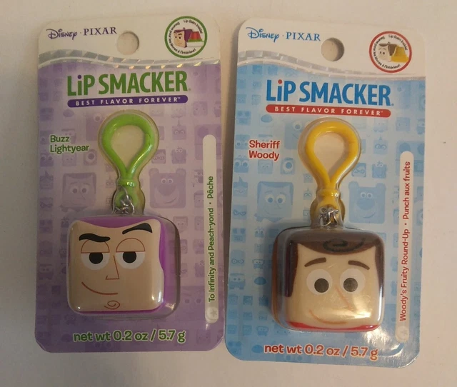 Lot of 2 Disney Pixar Toy Story Lip Smackers Sheriff Woody, Buzz Lightyear