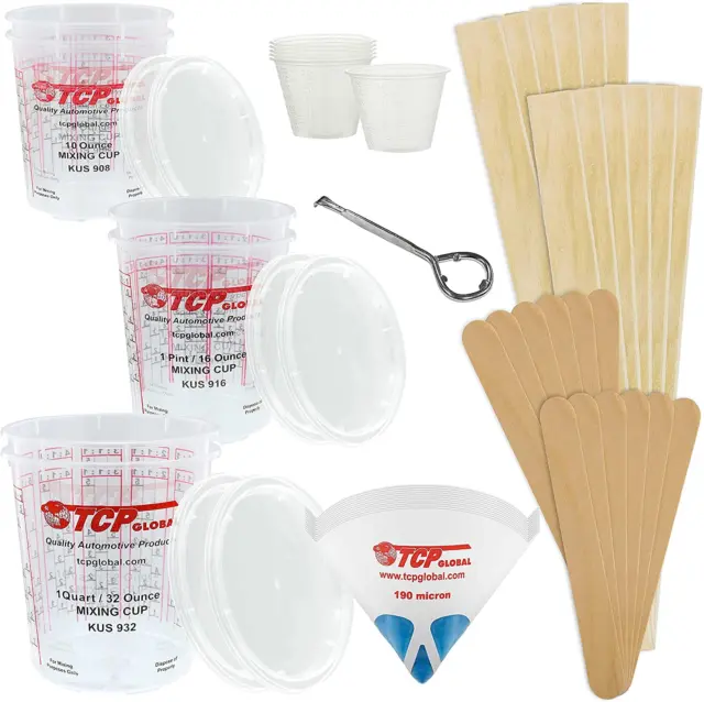 TCP Paint Mixing Essentials Kit: Cups, Lids & Wooden Sticks 12Pk