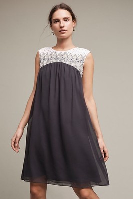 Anthropologie KAS New York Women's Navy Beaded Etta Swing Dress Size XS-P $198