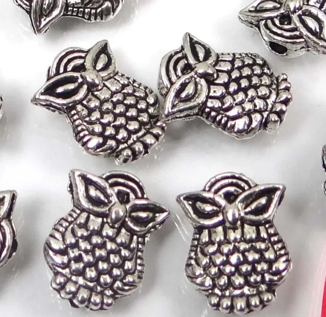 20 Antique Silver Pewter Owl Owlet Beads 10x8mm