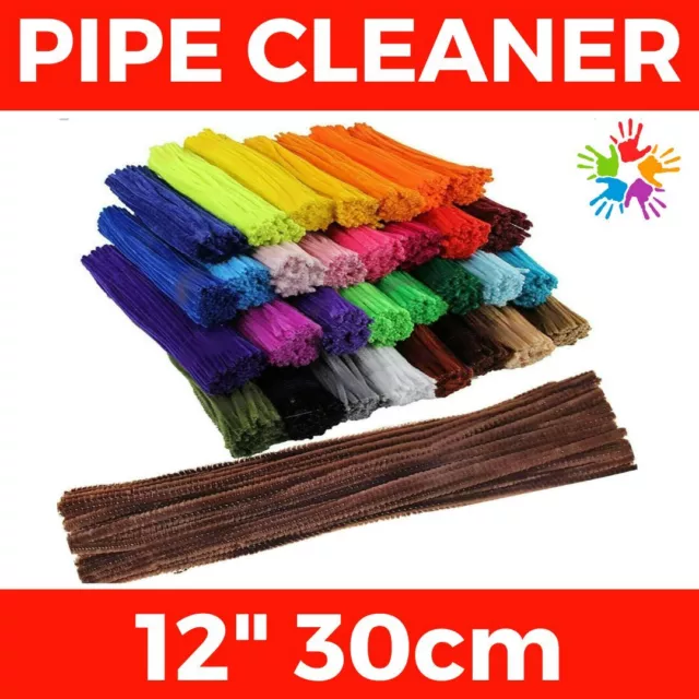 10, 20, 50 GIANT LARGE FLUFFY CHUNKY CRAFT PIPE CLEANERS STEMS 30CM / 12 x  12mm