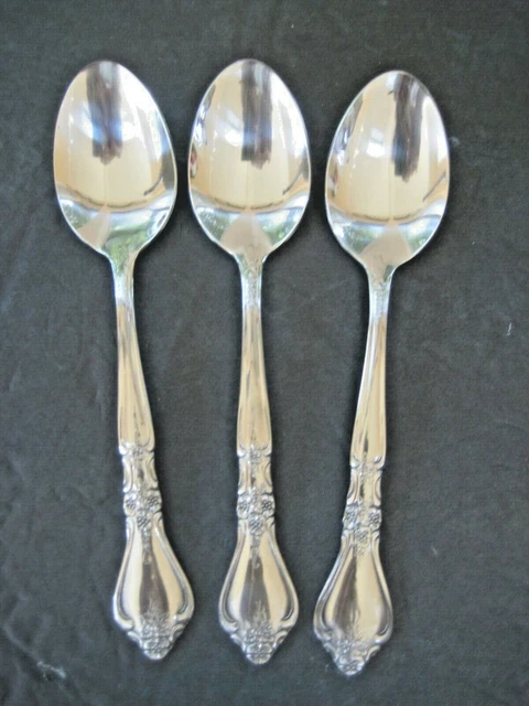 3 Rogers Kings Berry Stanley Roberts Stainless  Soup Spoons 7 " Glossy New