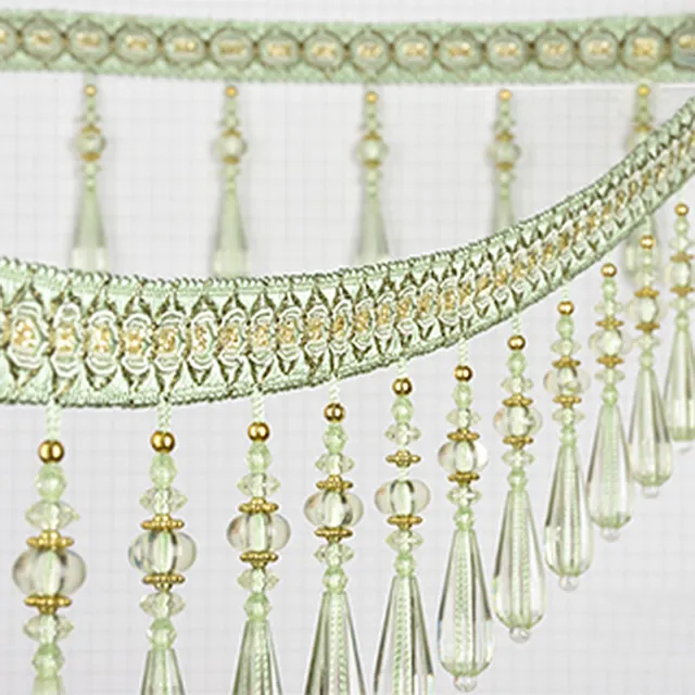 Curtain Tassel Crystal Beaded Fringe Trim Sewing Upholstery Fabric Ribbon 1M 3