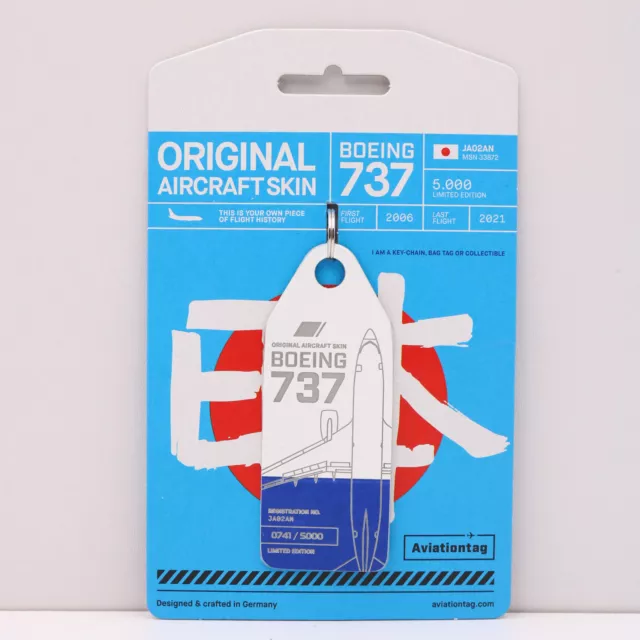 Aviationtag Ana Boeing 737 weiß / Blau - JA02AN Schlüsselanhänger