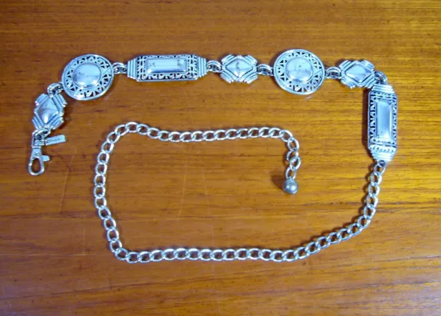 CHICO's Silver Belt CHAIN & MEDALLION Hip Adjustable Western Concho Women’s 42"