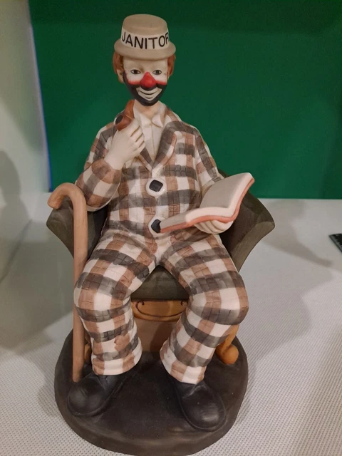 Vtg Clown Ceramic Figurine 8''  Paul Jerome - hobo Make UP Janitor