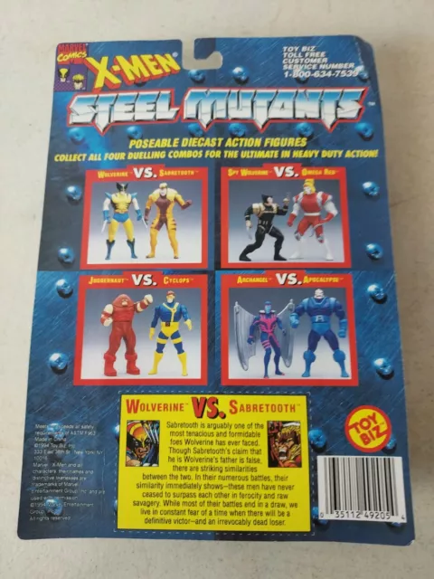 vtg 1994 Toy Biz X-Men Steel Mutants Wolverine vs Sabretooth Die Cast Figures 2