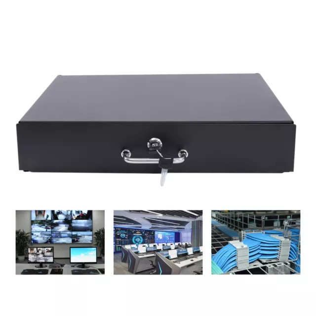 2U Server Network Enclosure 19" Rack Mount Lockable Deep Drawer with Key 66.14lb