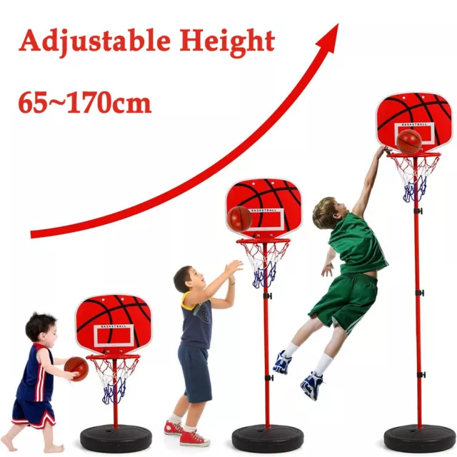 170cm Free Standing Basketball Hoop Net Kids Backboard Stand Rack Set Adjustable