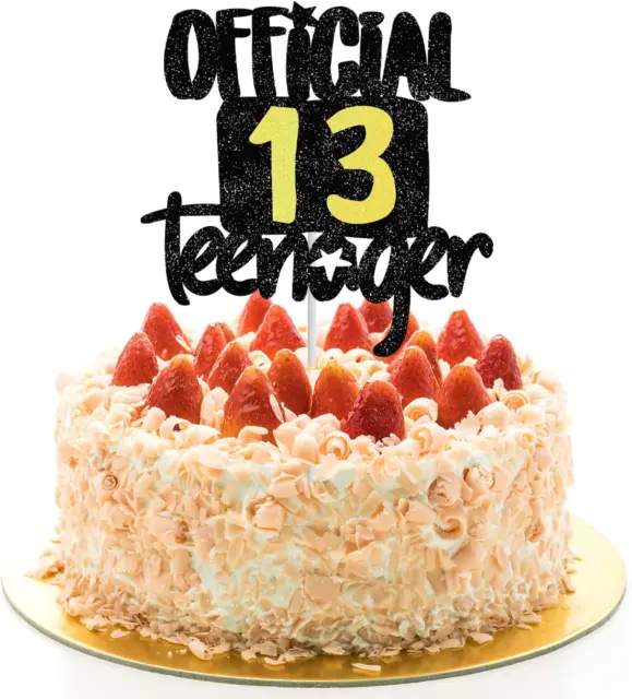 13th Birthday Cake Topper, Black 13 Official Teenager Cake Topper, Cakes Banner