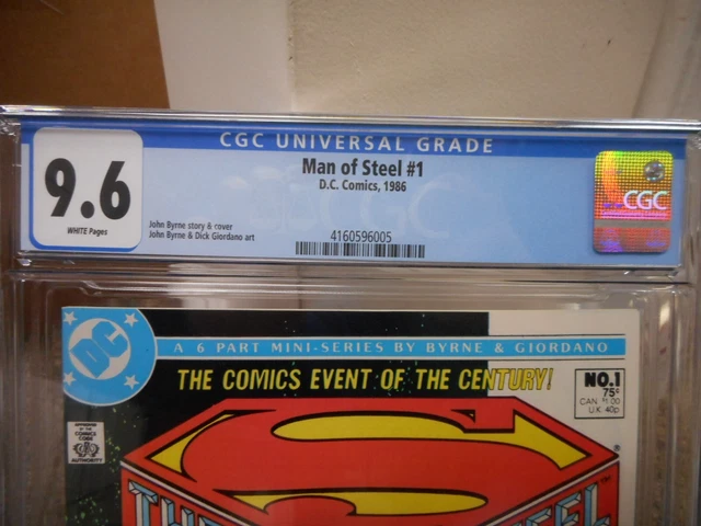 Man of Steel 1 cgc 9.6 John Byrne DC 1986 Superman variant cover WHITE p NM MINT 2
