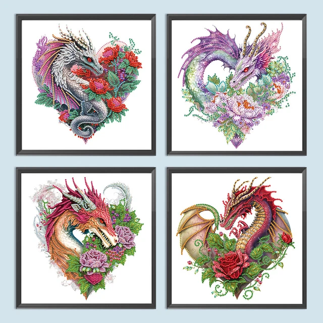 5D DIY Partial Special Shaped Drill Diamond Painting Kit Dragon Home Decoration