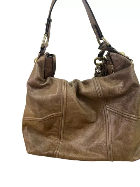 vtg y2k JUICY COUTURE tan lambs leather shoulder hobo bag with bag charms 3