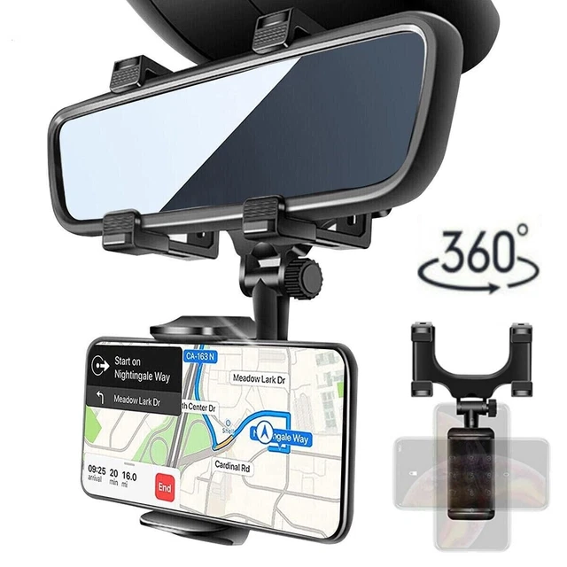 360° Rotatable Car Phone Holder Mount Stand Rearview Rear View Mirror For iphone