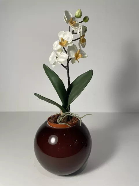 orchidée artificielle avec cache pot en verre