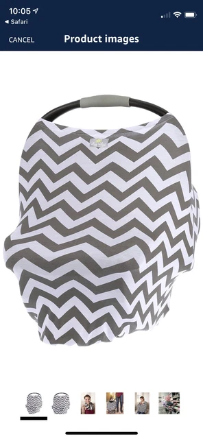 Itzy Ritzy Nursing Cover Car seat Cover Grey Striped