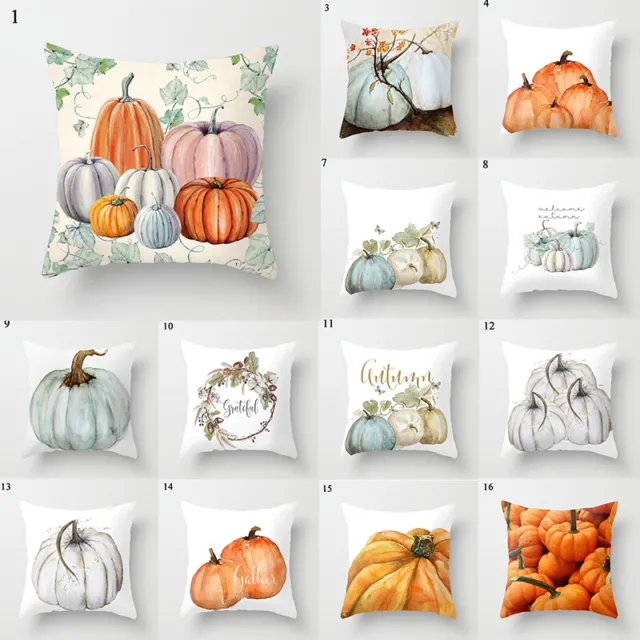 Maple Leaves Pumpkin Car Autumn Cushion Cover Throw Pillow Case Home Decor~