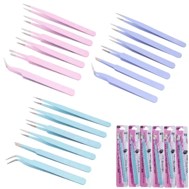 6 Pcs Anti-Static Stainless Steel Straight Curved Tip Tweezers Nippers Kit