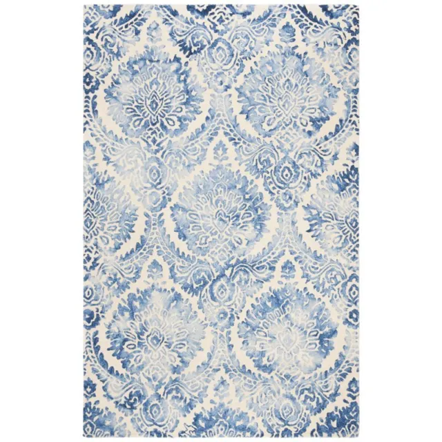 Safavieh Dip Dye 4' x 6' Hand Tufted Wool Rug in Blue and Ivory