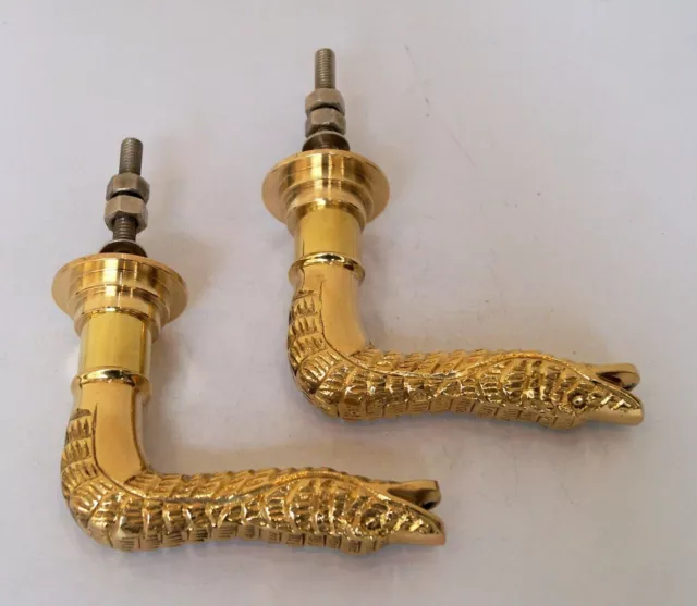 Designer brass snake head style door handle set of 2 piece with nuts & bolt