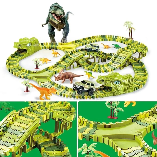 Bend Flexible Race Track Dinosaur Electric Rail Car   Children Gifts