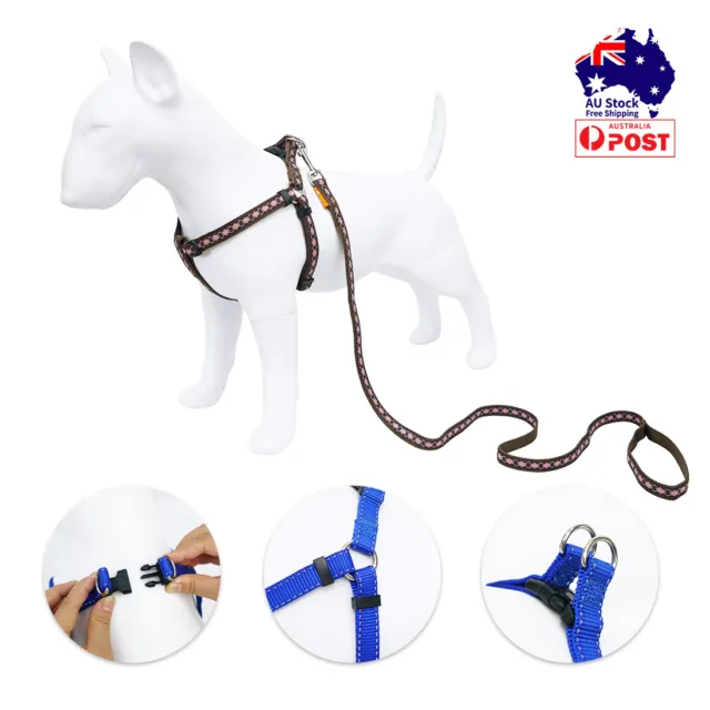 S M L Dog Harness Leash Set Adjustable No Pull Heavy Duty Training Pet Large