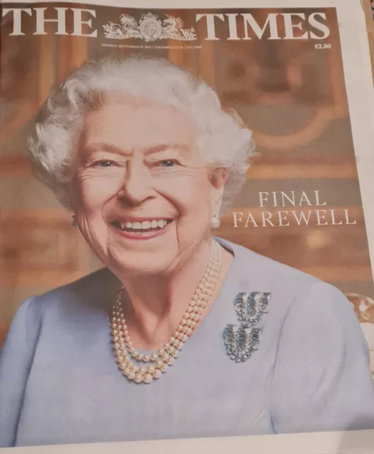 The Times Newspaper 19th September 2022 Day of Queen Elizabeth II Funeral 