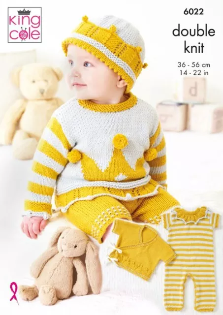 Modèle de tricot King Cole Baby DK Coronation Play Suit Cardigan Sweater 6022