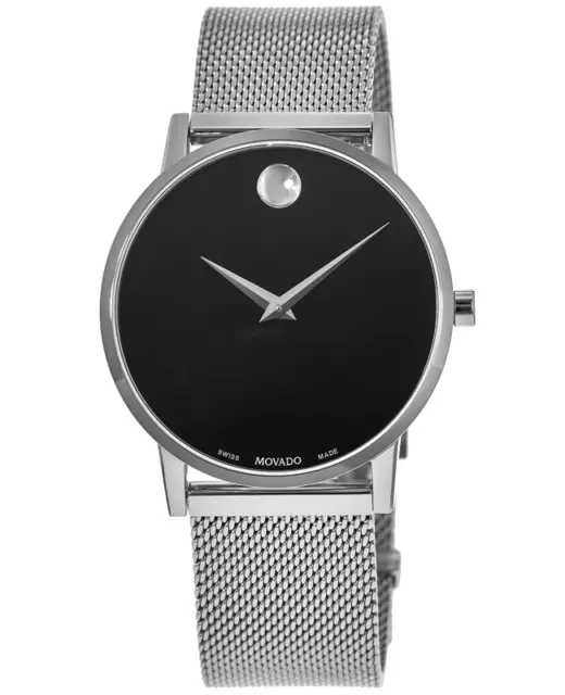 New Movado Museum Black Dial Stainless Steel Men's Watch 0607219