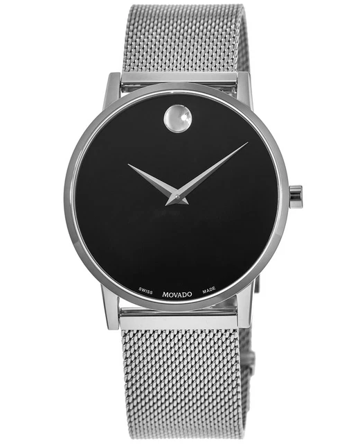 New Movado Museum Black Dial Stainless Steel Men's Watch 0607219