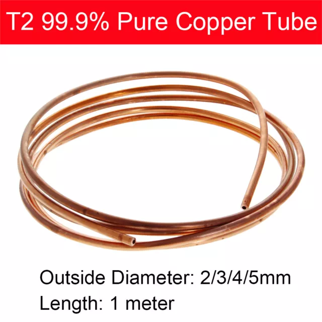 Copper Tube Pipe Gas Water Lpg Oil Plumbing Central Heating Ø2/3/4/5mm 1M Long