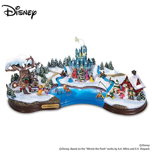 BRADFORD EXCHANGE DISNEY Christmas Cove Illuminated Village Sculpture