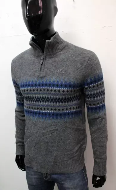 Maglione Robe di Kappa Uomo Taglia L Maglioncino Grigio Sweater Pullover Logo
