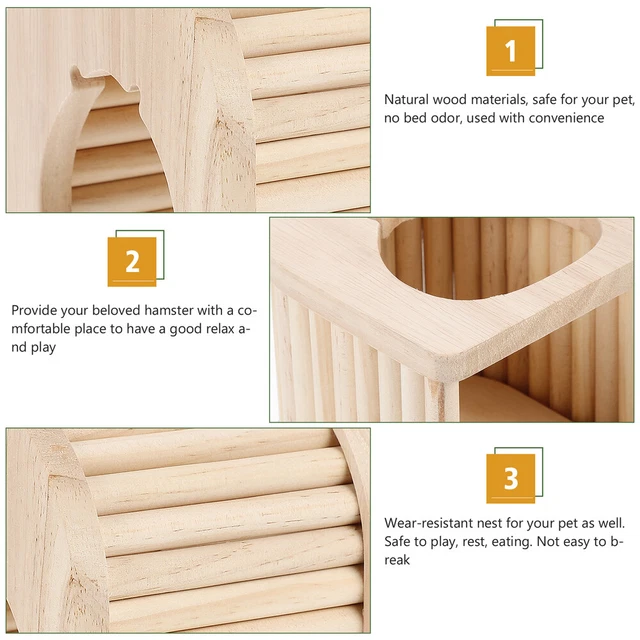 1pc Holz Hamster Hideout Holz Hamster Hütte Komfortable Pet Hideaway 4
