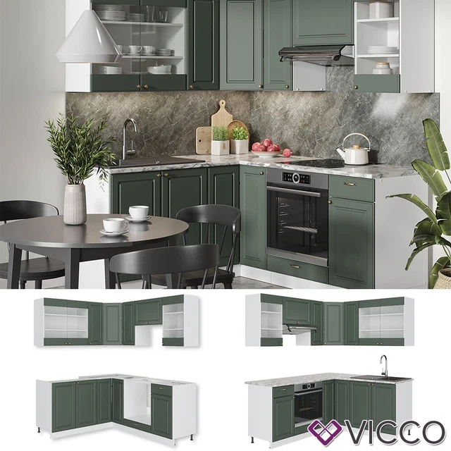 Küchenschränke Fame-Line, Anthrazit-Gold, 200 cm ohne Arbeitsplatte, Vicco