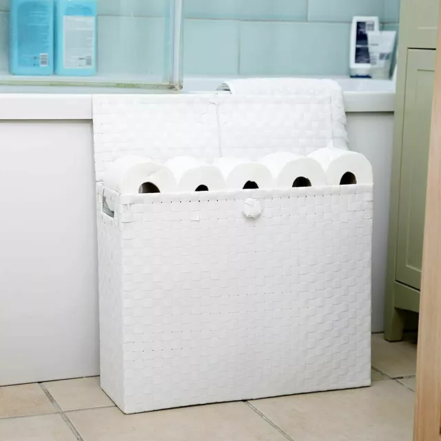 White Toilet Roll Holder Bathroom Storage Box With Insert Handle