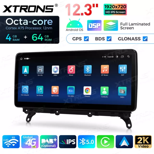 XTRONS 12,3" Android 13 Autoradio Octa Core 64GB GPS Navi 4G LTE Für BMW F25 F26