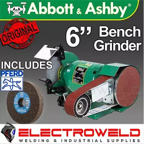 ABBOTT & ASHBY 6" 150mm Bench Grinder w/ Linishing Linisher 915mm x 50mm AA362W6