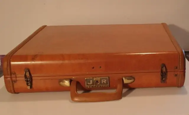 SAMSONITE Luggage Vintage Hard Brown Leather Men's Briefcase Circa 1960s NO KEY.