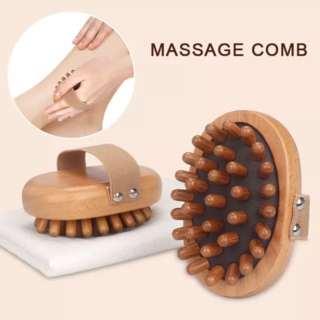 Wooden Hair Comb Body Meridian Massage Oil Spa Dredging Acupoint Scalp Massa P❤M