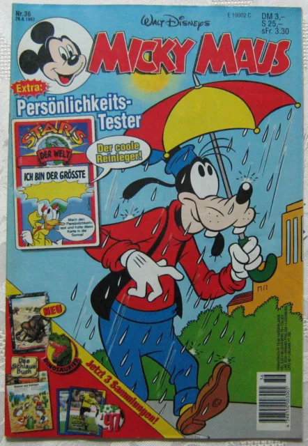 Micky Maus Comic Heft 36 1997 Mit Beilage Persönlichkeitstester Fußballbilder