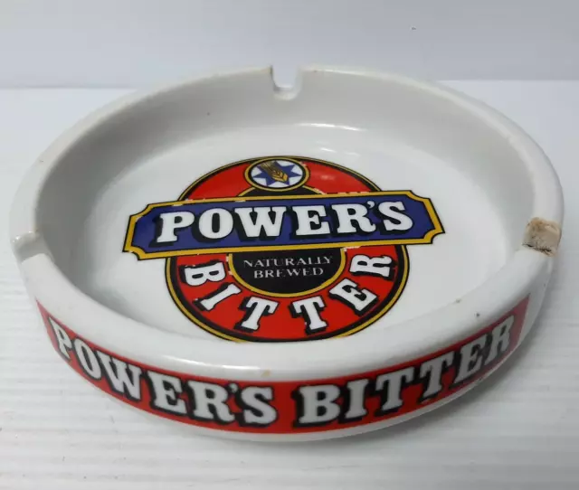 Vintage Powers Bitter Ashtray Ceramic Power's Beer Pub Advertising Promo 1980s